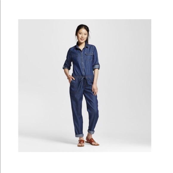 dark wash denim jumpsuit